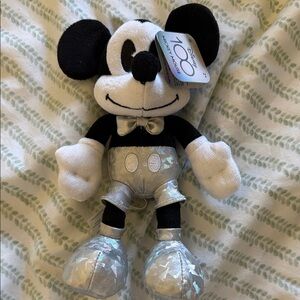 Disney Mickey Mouse Silver and Black 100 years plushie